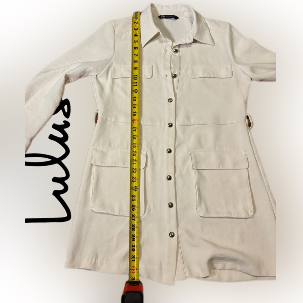 LULUS Charming Confidence White Collared Utility Mini Dress M - Picture 10 of 10
